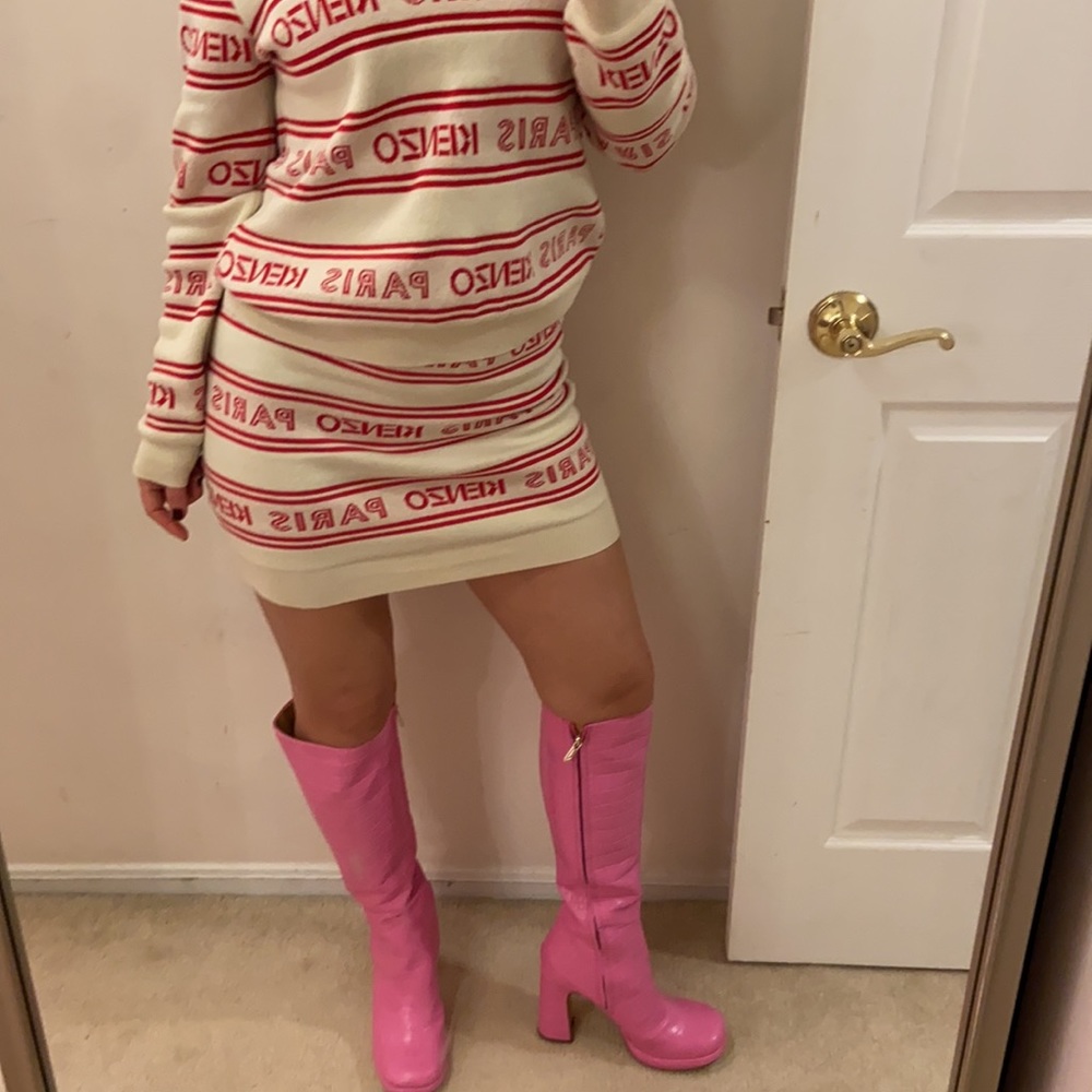 Croc-Embossed Knee-High Boots - Picture 8 of 15